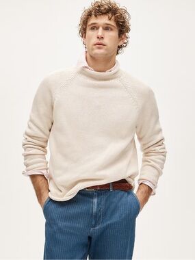 J. Crew Men’s 1988 Rollneck Sweater in mountain White Cream Size Small NWT